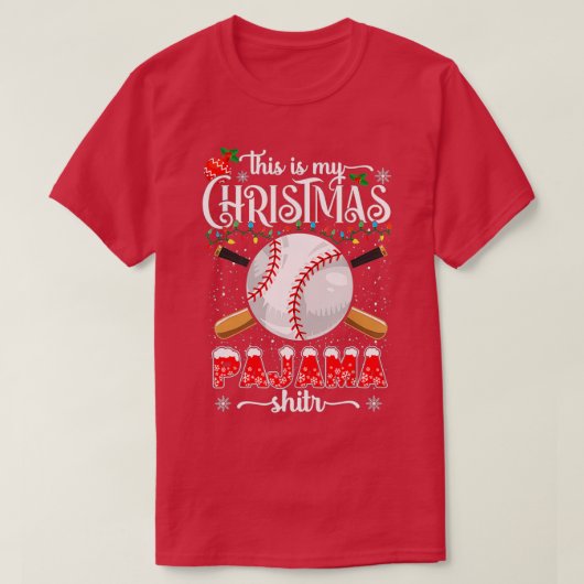 T-shirt C'Est Mon Pajama De Baseball De Noël Pour Garçons  (Design devant)