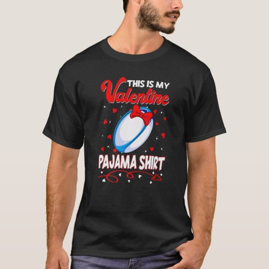 T-shirt C'Est Mon Pajama De Rugby Valentines Pour Enfants  (Devant)