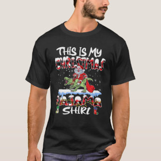 T-shirt C'Est Mon Pajama Père Noël Riding Dinosaur