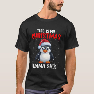 T-shirt C'Est Mon Pajamas De Noël Santa Hat Penguin Xma