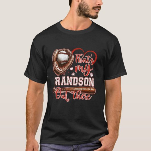 T-shirt C'est mon petit-fils là-bas de baseball papillon (Devant)