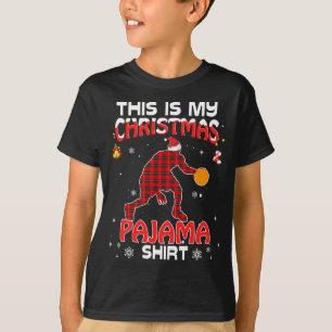 T-shirt C'Est Mon Pyjama De Noël Basketball Rouge Plaid X