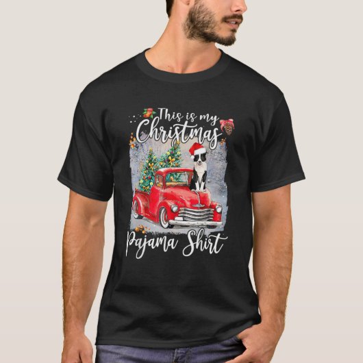 T-shirt C'Est Mon Pyjama De Noël Bordure Collie Chien Truc (Devant)