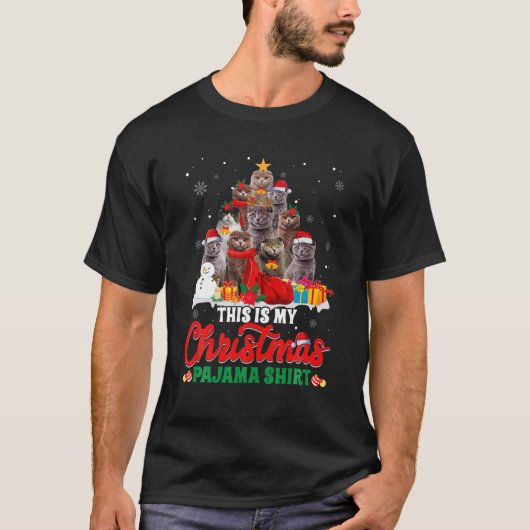 T-shirt C'Est Mon Pyjama De Noël Ecosse Arbre Poulet (Devant)