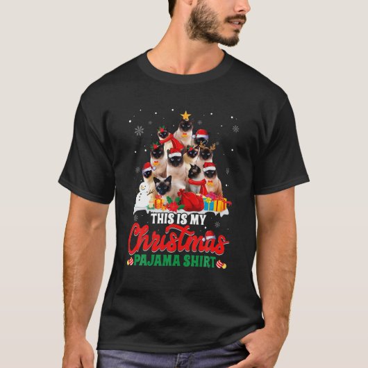 T-shirt C'Est Mon Pyjama De Noël Siamese Tree (Devant)