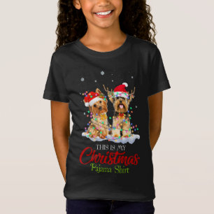 T-Shirt C'Est Mon Pyjama De Noël Yorkie Santa Hat Light