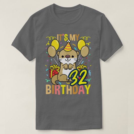 T-shirt C'est My 32nd Birthday Otter (Design devant)