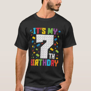 T-shirt C'est My 7th Birthday Boys Master Builder Kids Blo