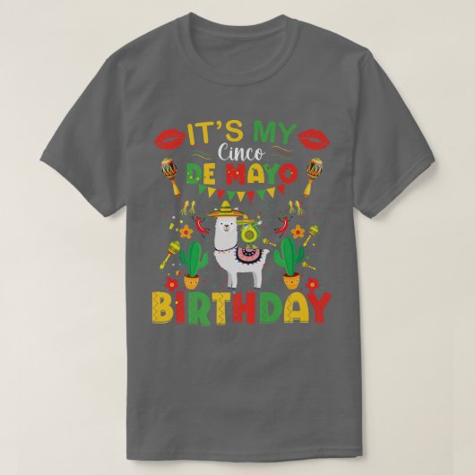 T-shirt C'est My Cinco De Mayo Anniversaire Meican llama (Design devant)