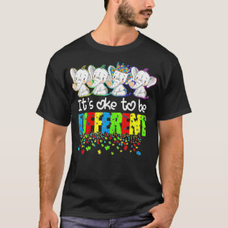 T-shirt C'est OK d'être un autre Puzzle Elephant Autism Aw