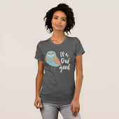 T-shirt C'est Owl Good Blue et Orange Cartoon Owl (Devant entier)