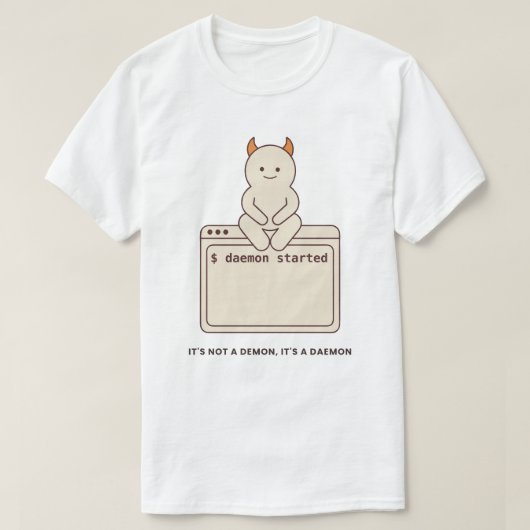 T-shirt C'est pas un démon c'est un daemon drôle Linux bla (Design devant)