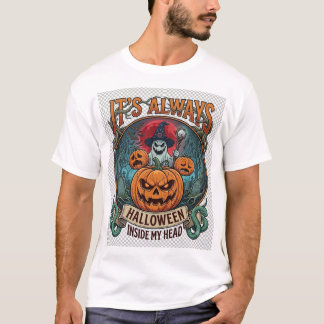 T-shirt Cest Toujours Halloween Dans La Tête Citrouille Fa