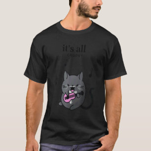 T-shirt C'est tout Groovy Femme Chat Smoking Noir avec Gui