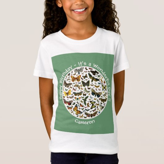T-Shirt C'est un anniversaire papillon, collage d'objets p (Devant)