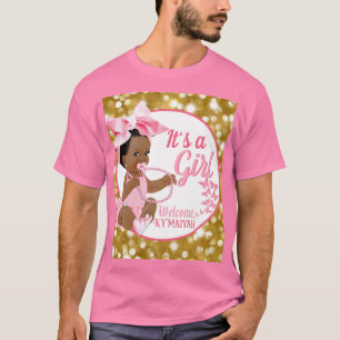 T-shirt C'est un Baby shower ethnique de fille rose et or