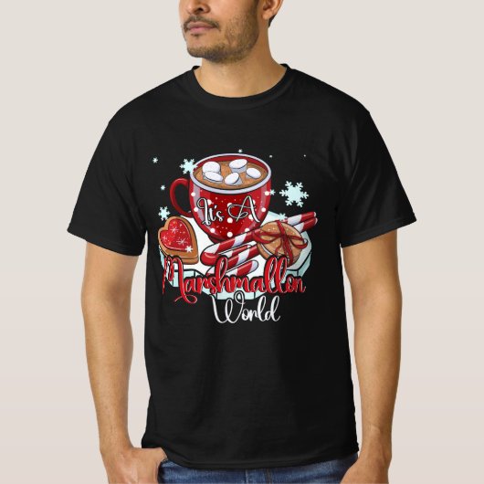 T-shirt C'est un Marshmallow World Joyeux Noël Hot Cocoa (Devant)
