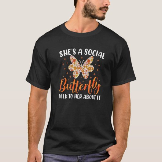 T-shirt C'est un papillon monarque social (Devant)