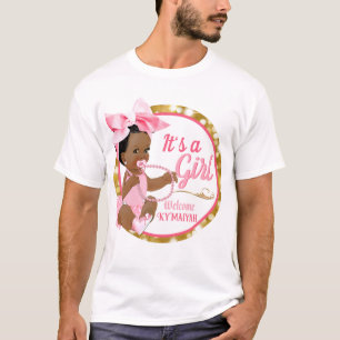 T-shirt C'est une fille Ethnique Baby Girl Pink Bow & Pear