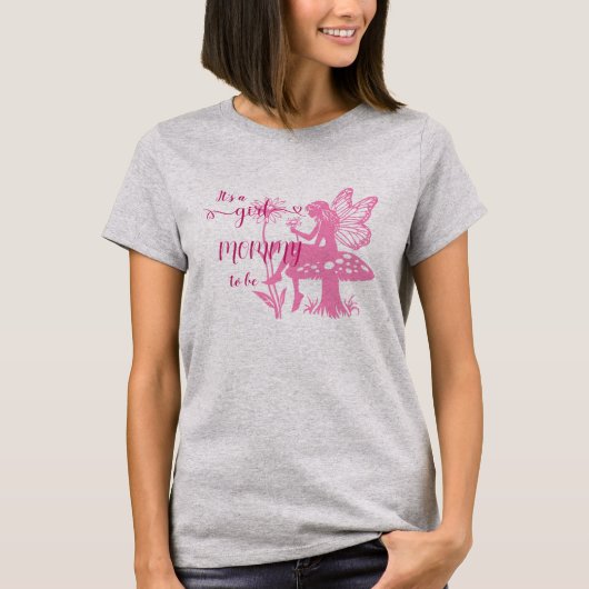 T-shirt C'est une fille ! Fée champignon et fleur future m (Devant)