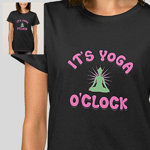 T-shirt C'est Yoga O'Clock rose mauve & vert
