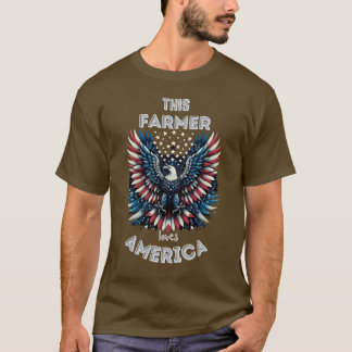 T-shirt Cet Agriculteur Aime L'Aigle Patriotique Américain