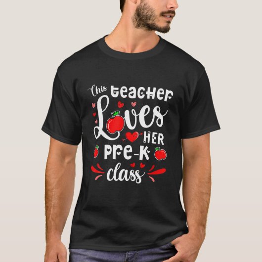 T-shirt Cet Enseignant Aime Son Étudiant De Cours Pré-K Va (Devant)