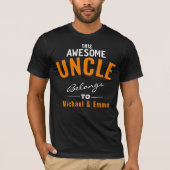 T-shirt Cet oncle génial Appartient Ajouter des noms perso (Devant)