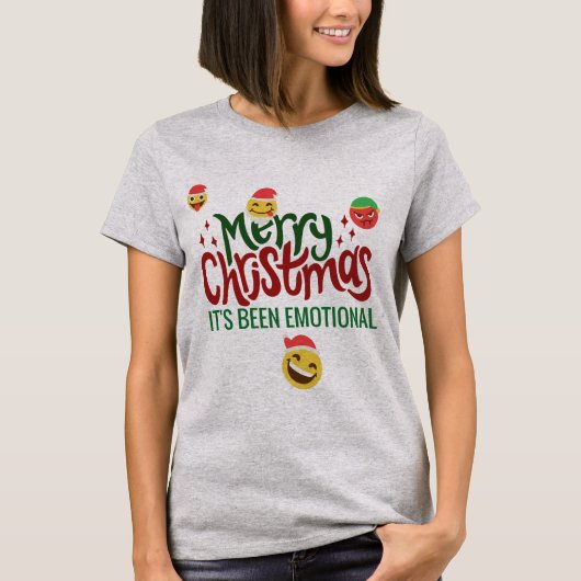 T-shirt C'Était Émotionnel Joyeux Noël Drôle Emoji (Devant)