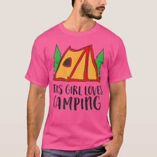 T-shirt Cette fille adore camper Funny Tent Camping Girl