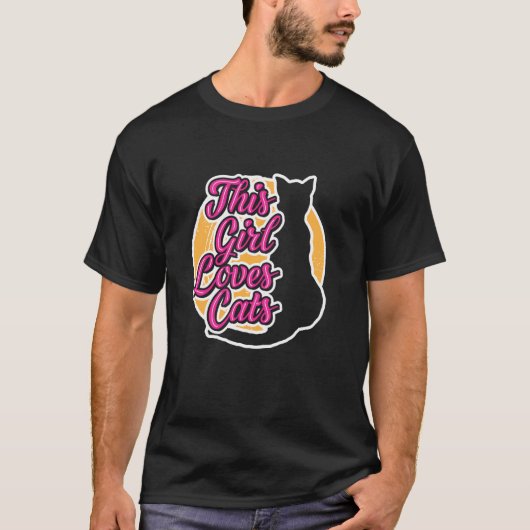 T-shirt Cette fille adore les chats (Devant)