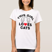 T-shirt Cette fille adore les chats (Devant)