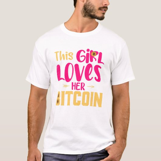 T-shirt Cette Fille adore son Bitcoin Crypto Devise Dames (Devant)