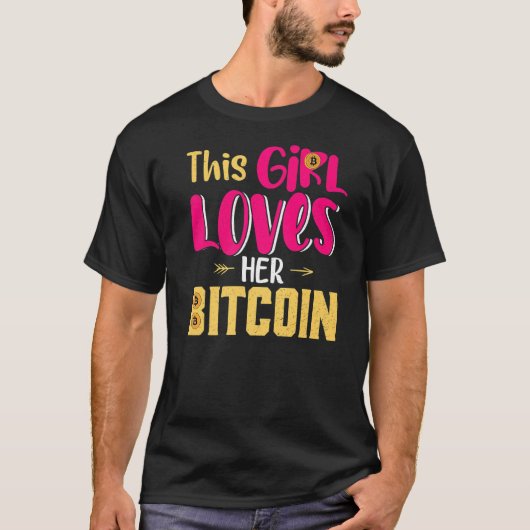T-shirt Cette Fille adore son Bitcoin Crypto Devise Dames (Devant)