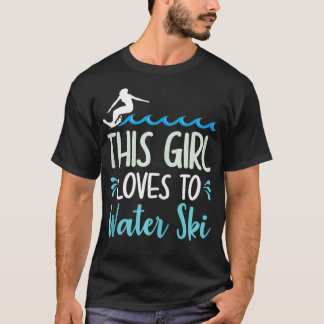 T-shirt Cette fille aime à l'eau Ski drôle Plage de sport
