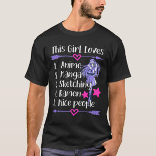 T-shirt Cette Fille Aime Anime Manga Sketching Ramen Nice