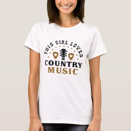 T-shirt Cette Fille Aime La Musique Country (Devant)