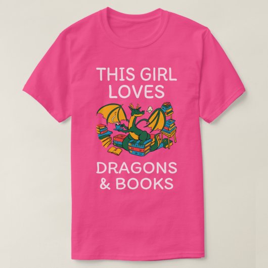 T-shirt Cette Fille Aime Les Dragons Et Les Livres I (Design devant)