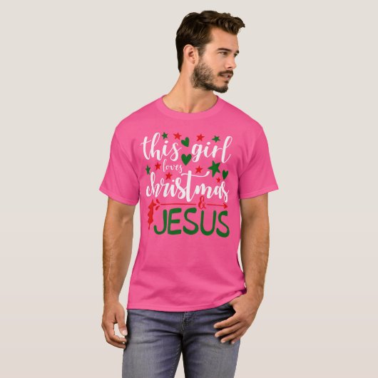 T-shirt Cette Fille Aime Noël Et Jésus - Chrétien (Devant entier)