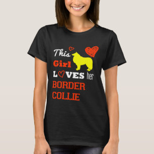 T-shirt Cette Fille Aime Sa Frontière Collie Équipée Scoop
