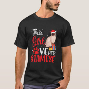 T-shirt Cette Fille Aime Son Chat Siamois Noel Costume Chr