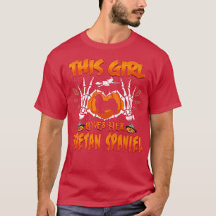 T-shirt Cette Fille Aime Son Chien Espagnol Tibétain Hallo