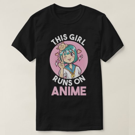 T-shirt Cette fille court sur anime (Design devant)