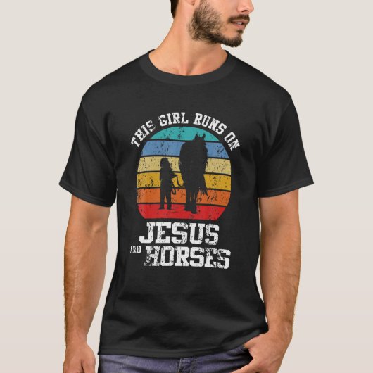 T-shirt Cette Fille Passe Sur Jésus Et Les Chevaux | Ho éq (Devant)