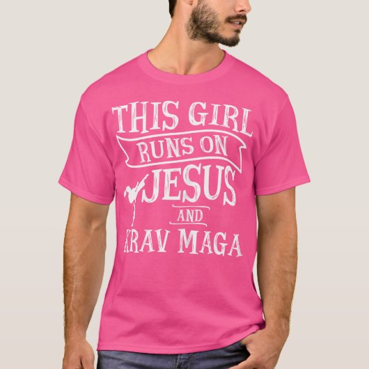 T-shirt Cette fille tourne sur Jésus et le Krav Maga (Devant)