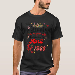 T-shirt Cette reine est née en avril 1966 Avril anniversai
