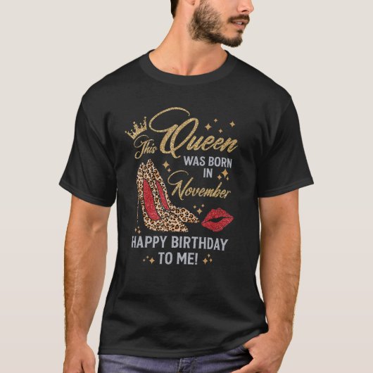 T-shirt Cette Reine Est Née En Novembre Anniversaire Leopa (Devant)