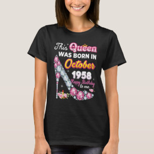 T-shirt Cette Reine Est Née En Octobre 1958 Joyeux 64ème B