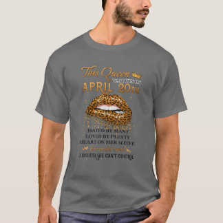 T-shirt Cette Reine Est Née Le 20 Avril Leopard Imprimé