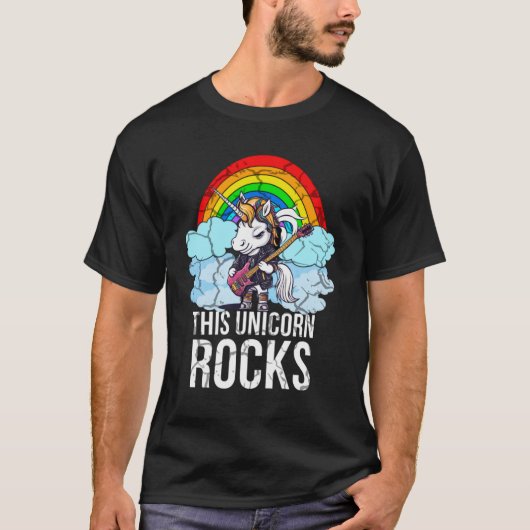 T-shirt Cette Unicorn Rocks Guitare (Devant)